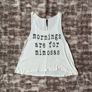 Graphic tank top “mornings are for mimosas”